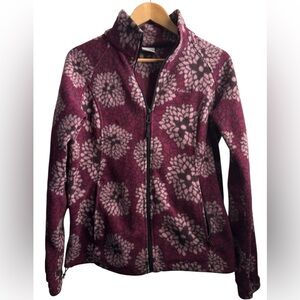 Columbia Floral Print Full Zip Fleece Jacket – Burgundy/Pink – Women’s Size L